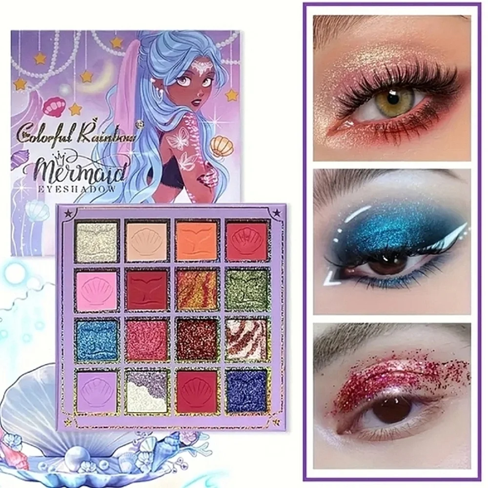 🆕️LAST 1🐙COLORFUL RAINBOW MERMAID 16 COLOR ULTRA PIGMENTED EYESHADOW PALETTE
